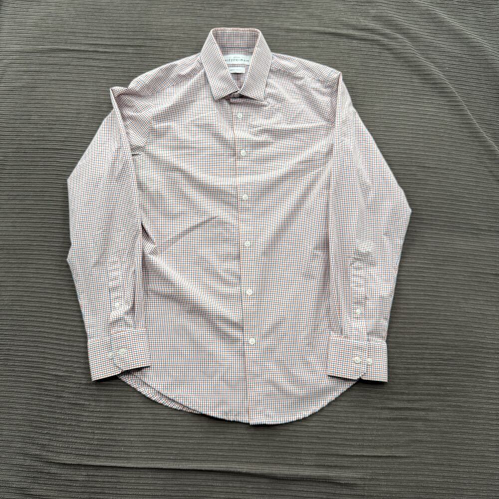 Mizzen Main Leeward Shirt Mens Medium Trim Fit Plaid Performance Stretch Dress